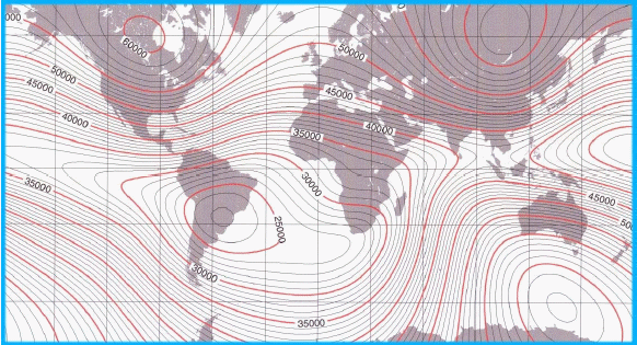Mapa magnetickho pole Zem